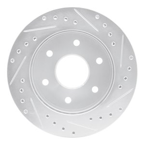 Cadillac Escalade Brake Rotor (1) - Front Left - R1 Concepts - Drilled & Slotted - Silver - `88-`00